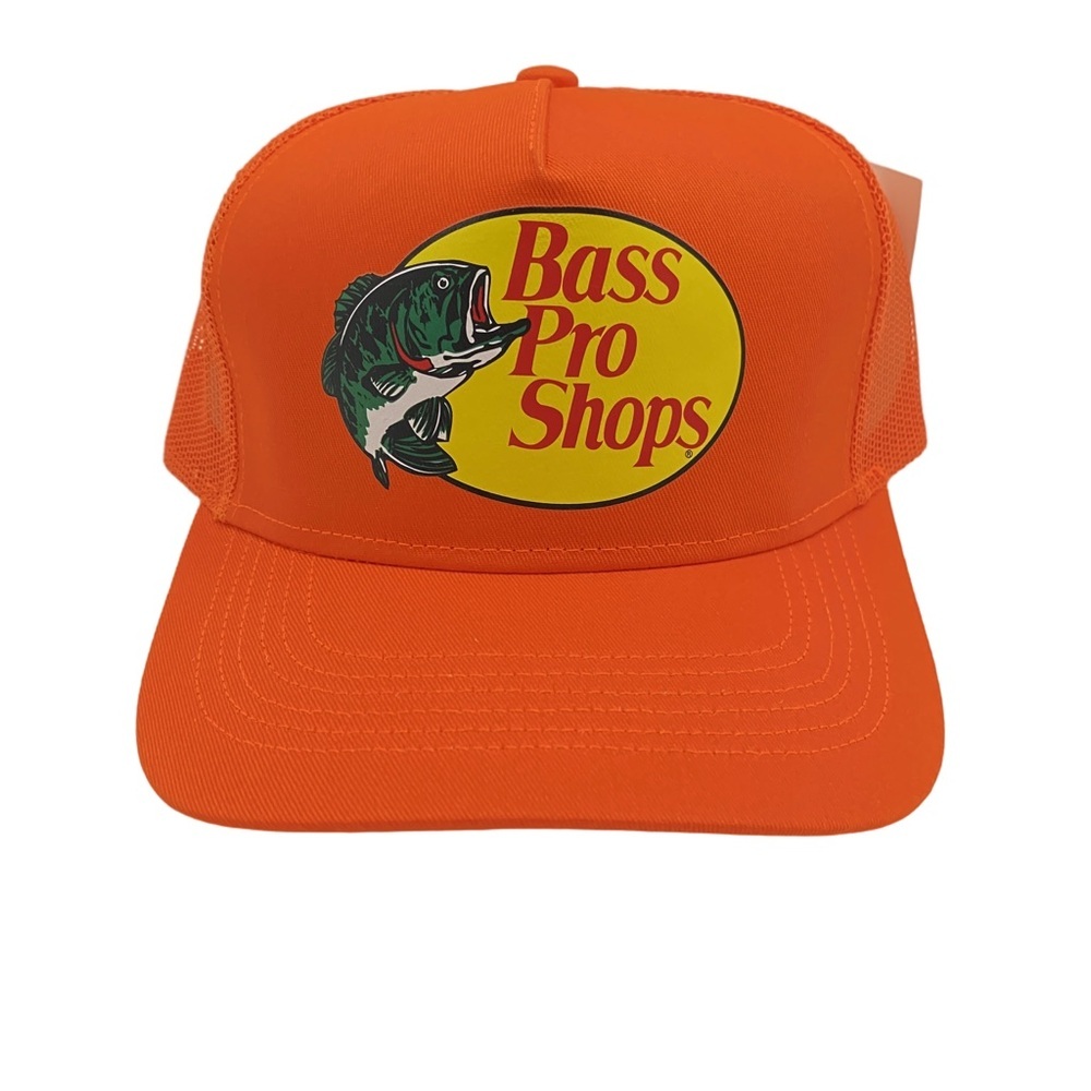 Bass Pro Shops Trucker Hat Mesh Cap - Adjustable Snapback Orange OS